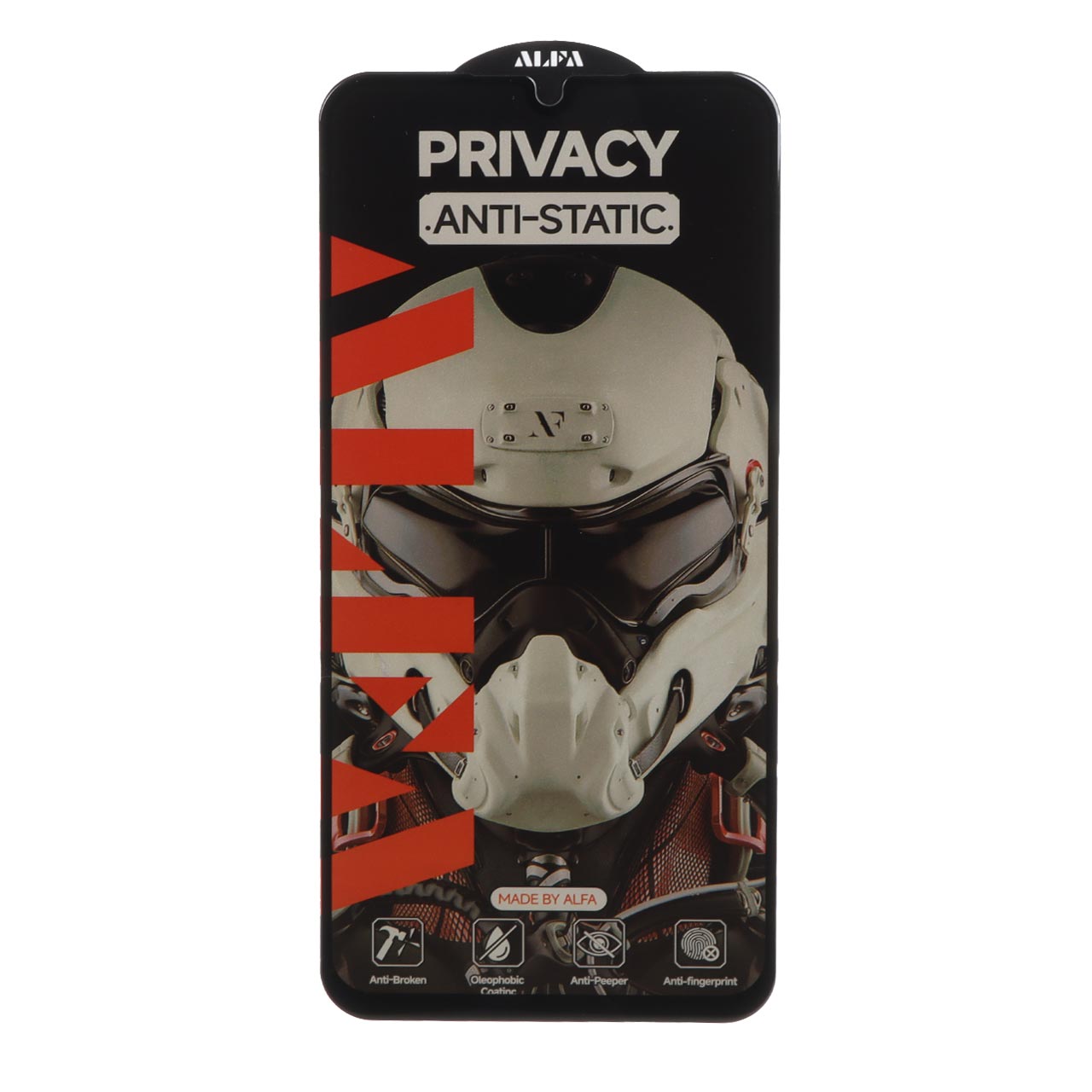 محافظ صفحه نمایش شیشه ای Full Cover ALFA Anti Static Privacy مدل Xiaomi Redmi Note 8 Pro / Poco M3 / Redmi 9T / Note 9 4G (بدون پک)